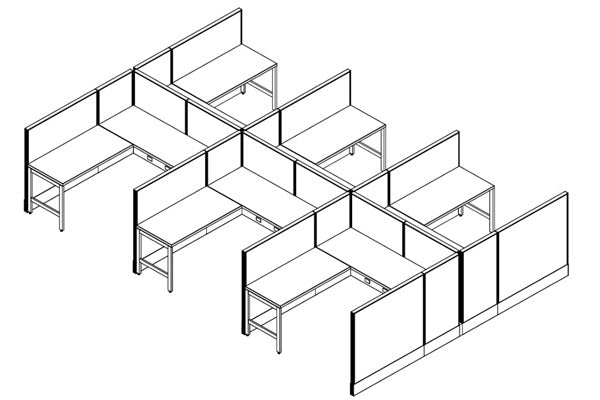 WORKSTATION TYPICAL 1: AIS - DIVI 6'x6'; 50"H L Workstation
