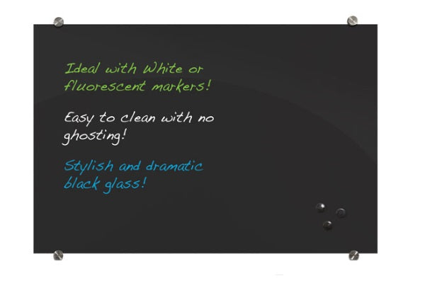 Visionary - Black Magnetic Glass Dry Erase Board