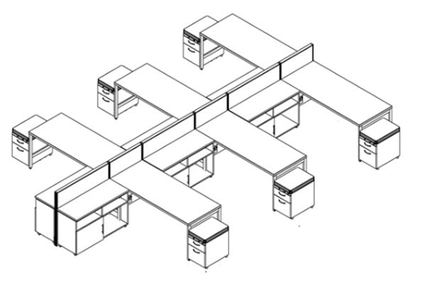 WORKSTATION TYPICAL 2: AIS - DIVI 6'x6.5'; 42"H L Workstation