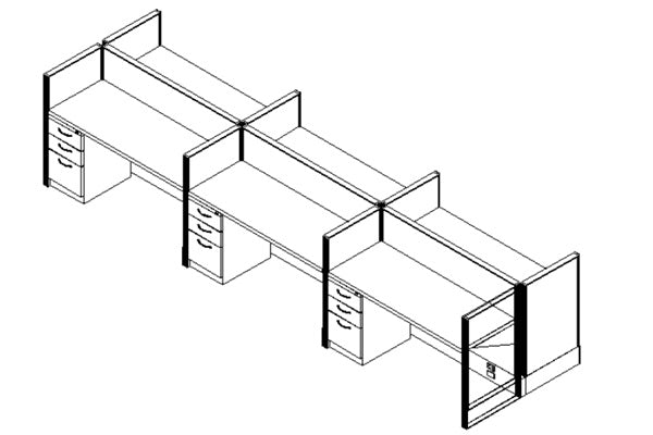 WORKSTATION TYPICAL 3: AIS - DIVI 5'x2'; 42"H  Workstation